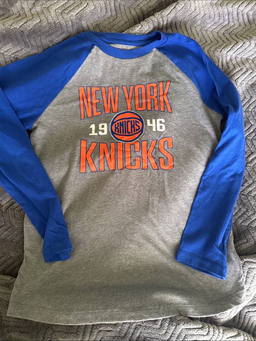 Kids Raglan Long-Sleeve Shirt  - Gray & Royal Blue